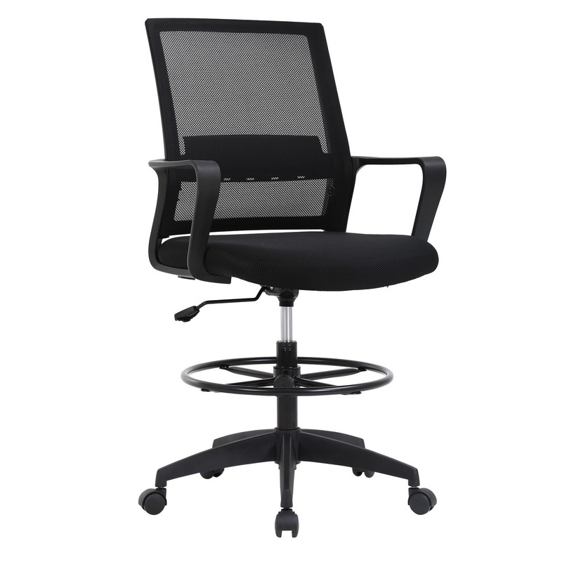 Drafting Chair Tall Office Chair Adjustable Swivel Rolling Mesh Height with L…