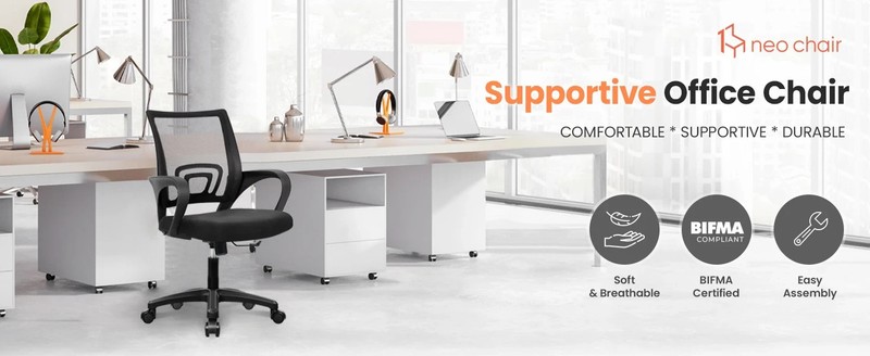 NEO CHAIR Black Mesh Gaming Office Chair -Lumbar Support, Adjustable Height gallery