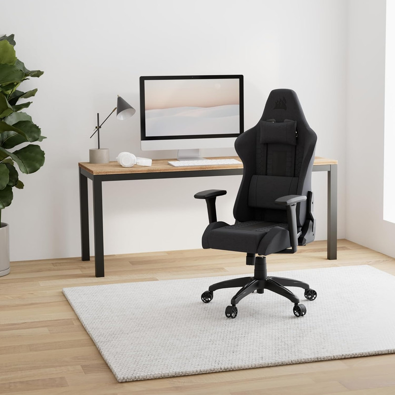 TC100 Racing-Inspired Gaming Chair with Adjustable Features & Pillows - Gray/Bla gallery