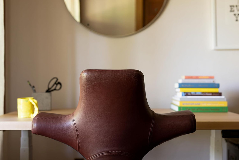 Capisco Adjustable Sit-Stand Desk Chair - Black Frame & Leather Seat gallery