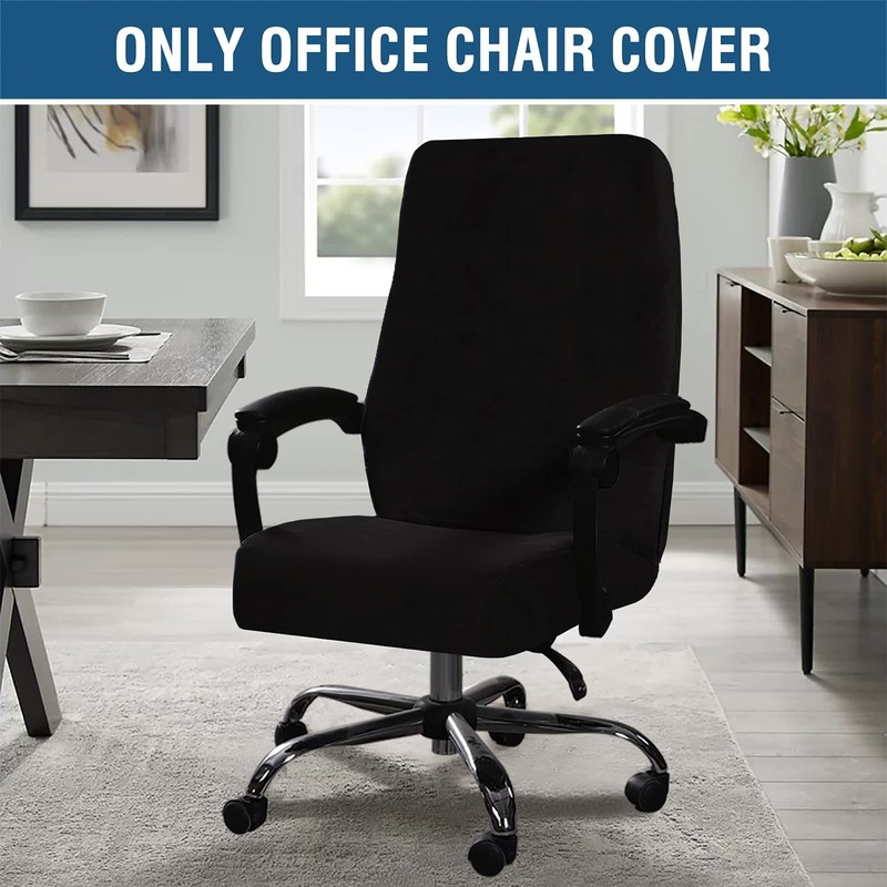 Velvet Home Office Stretchable Computer Desk Chair Covers Mid High Back Black gallery