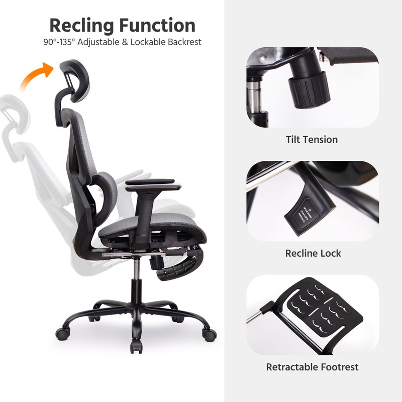 Deluxe Mesh Ergonomic Office Chair with Adjustable Lumbar Support gallery