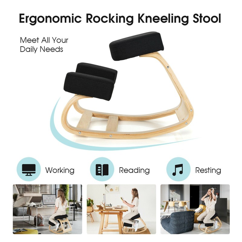 Ergonomic Kneeling Chair Rocking Stool Upright Posture Office Furniture Black gallery