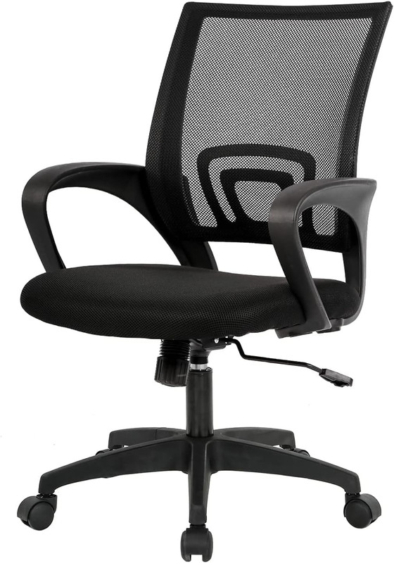 Ergonomic Office Chair Mid Back Swivel Desk Chair Adjustable Height Dark Black