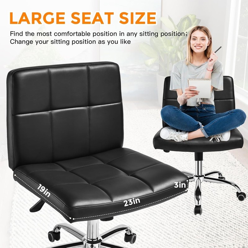 Comfortable PU Leather Desk Chair - Space-Saving Design for Home & Office gallery