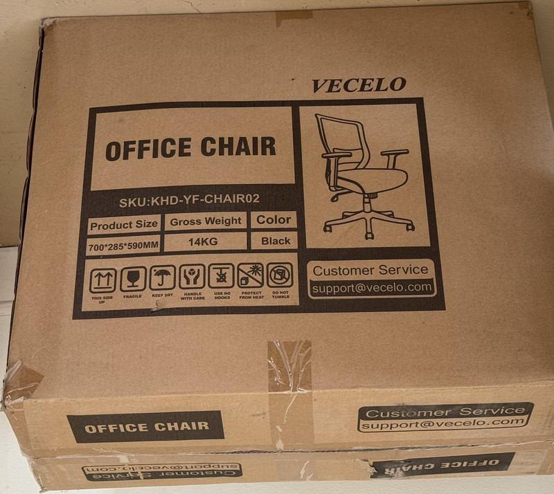 VECELO Office/Desk Chair Black KHD-YF-CHAIR02 SKU 700x285x590mm 14kg