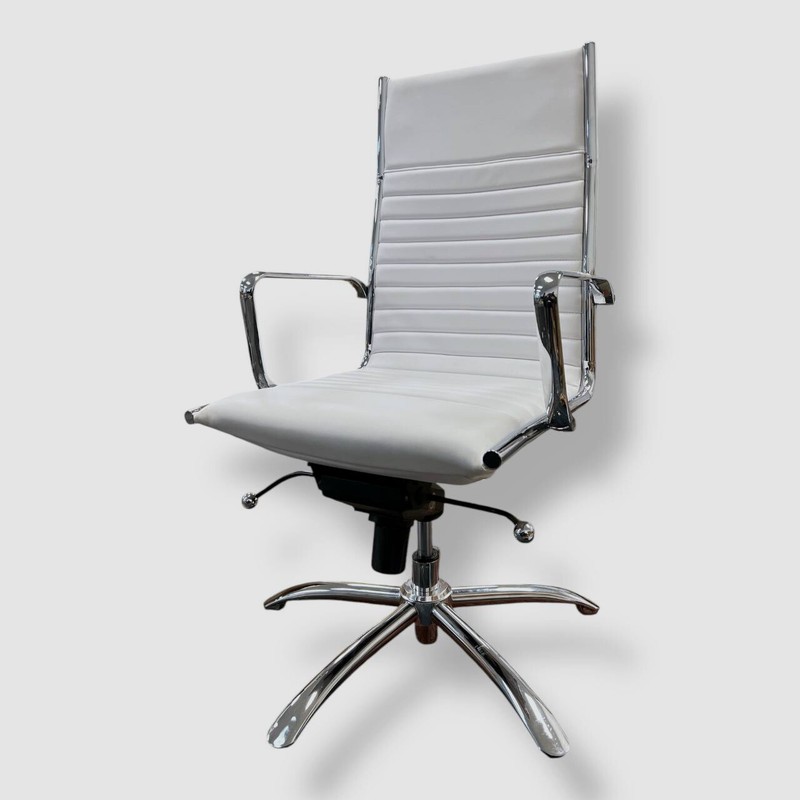 Euro Style White Silver Dirk High-Back Tilt Adjustable Office Swivel Desk Chair