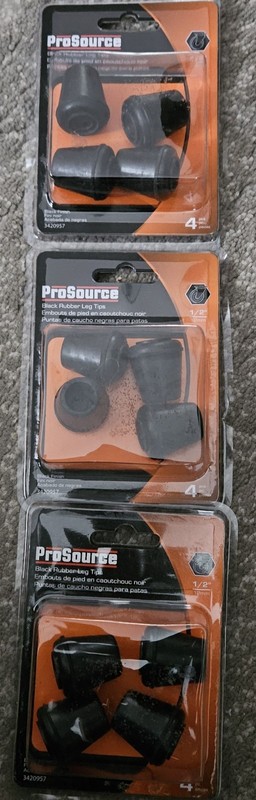 ProSource Rubber Leg Tips Black 1/2" 3420957 3 Packs (Total qty 12pc)