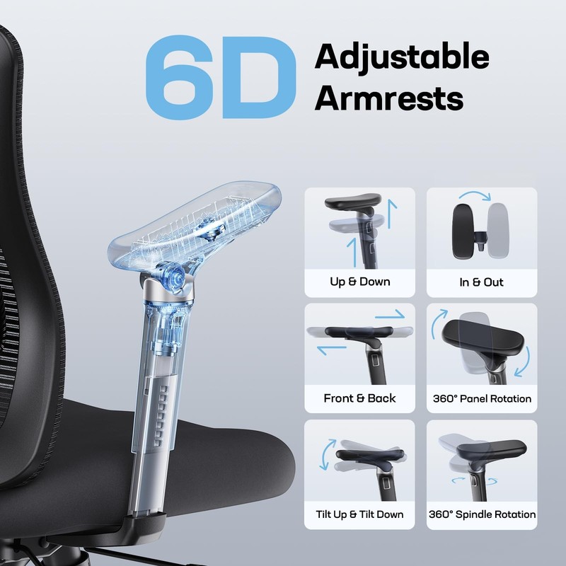 Ergonomic Office Chair with 6D Armrests, Ergonomic Chair with 3D Adjustable H... gallery
