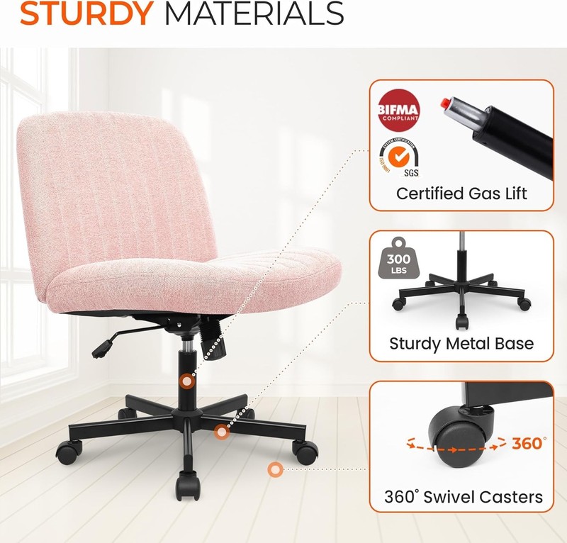 Pink Criss Cross Office Chair | Wide Seat, Swivel, Adjustable | Comfy Fabric ... gallery