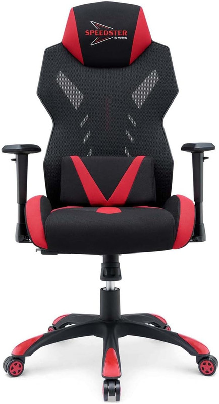 Speedster Ergonomic Gaming Chair - Black and Red Mesh Design gallery