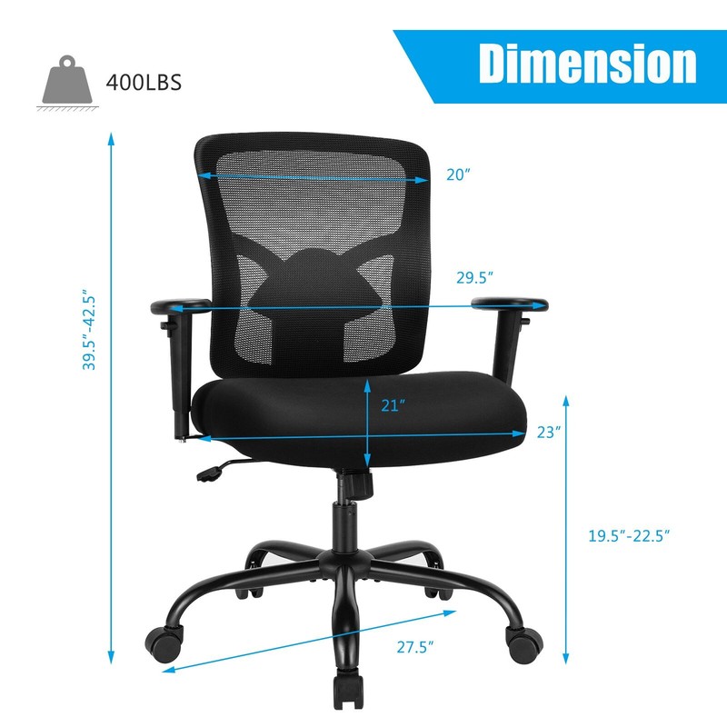 Costway 400LBS Mesh Big & Tall Office Chair Swivel Task Chair w/ Lumbar Support gallery
