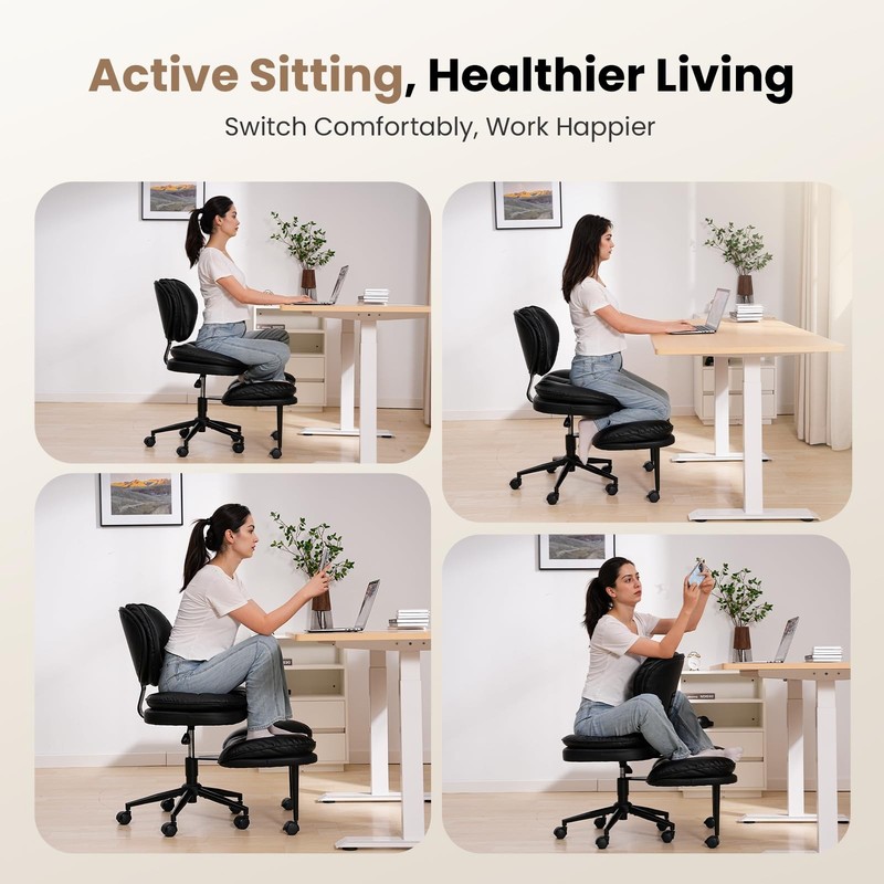 Extra-Wide & Tall Cross-Legged Office Chair – Deeply-Padded Cloud Seat, Ergon... gallery