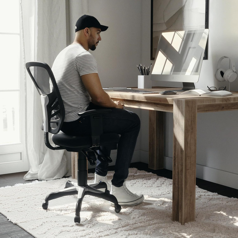 Nicholas Mid-Back Swivel Desk Chair with Wheels, Mesh Back, Padded Seat, and Arm gallery