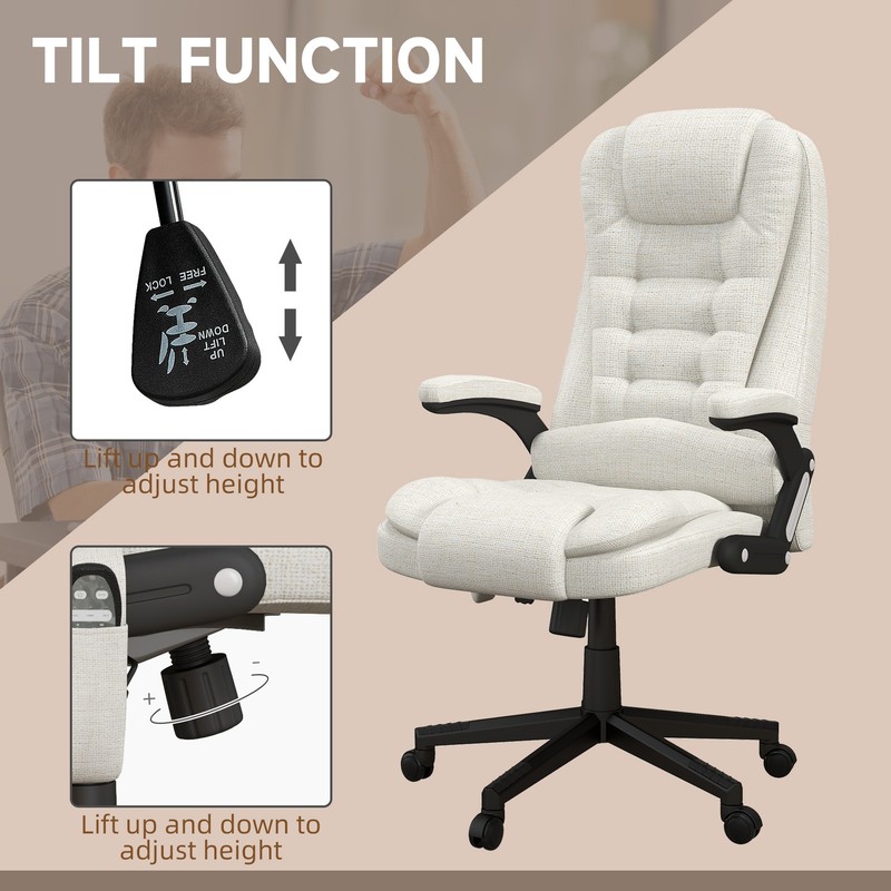6 Point Vibrating Massage Office Desk Chair Executive with Heat Linen High Back gallery