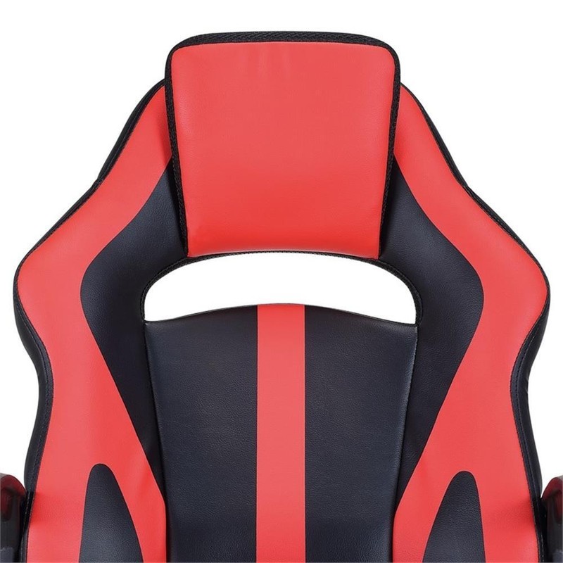 Influx Gaming Chair in Black Faux Leather with Red Accents gallery