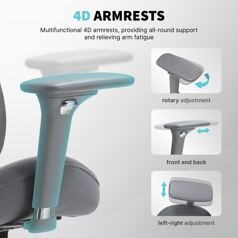 Ergonomic Mesh Office Chair with S-Shaped Backrest, 4D Adjustable Armrests, S... gallery
