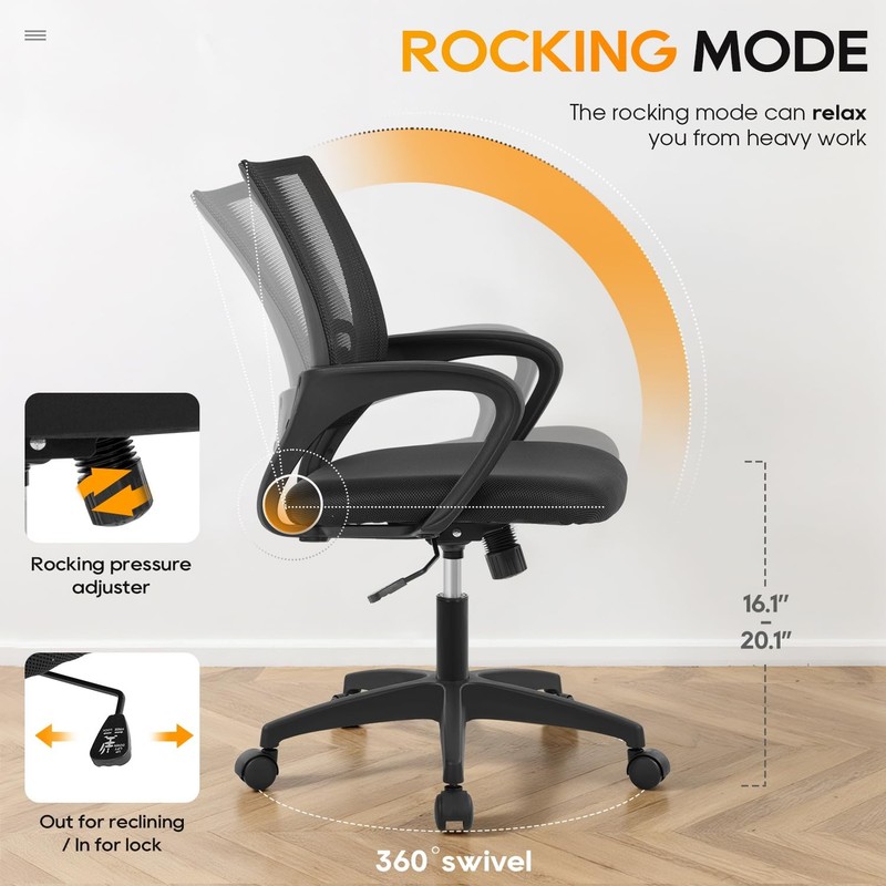 | Ergonomic Office Chair | Mid-Back Swivel Desk Chair | Breathable Backrest &... gallery