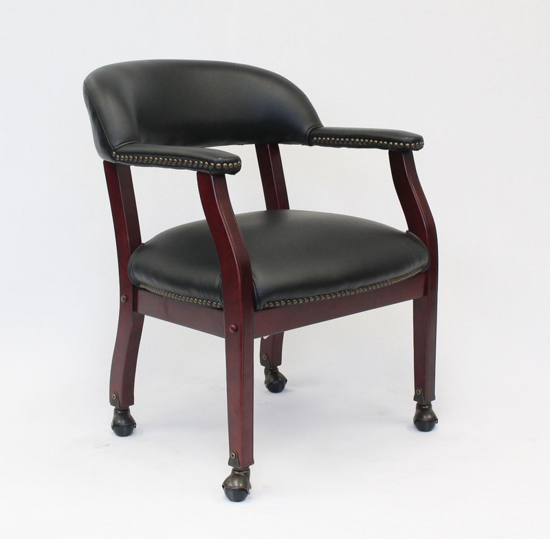 Boss Office Ivy League Faux Leather Executive Mobile Guest Chair in Black gallery