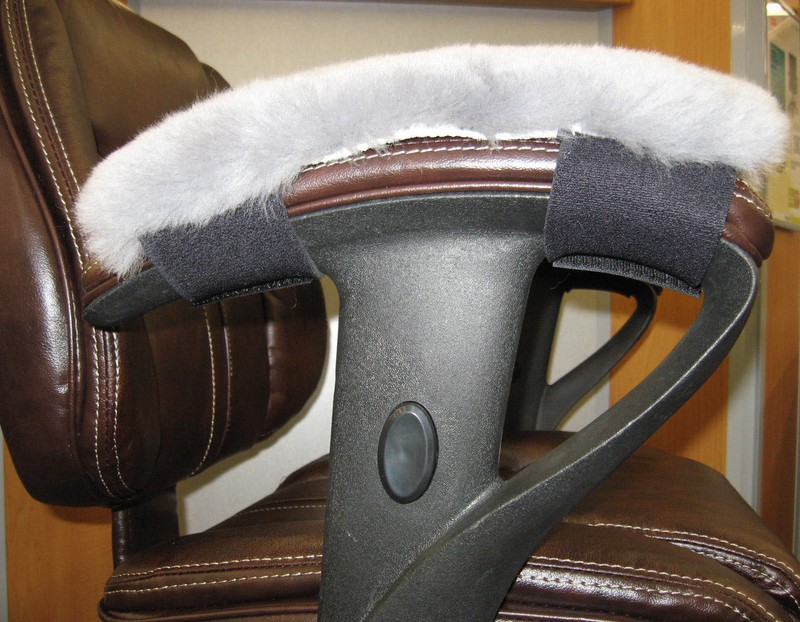 PAIR Beige 10" Long Merino Sheepskin ARMREST Covers Pad Office or Wheelchairs gallery