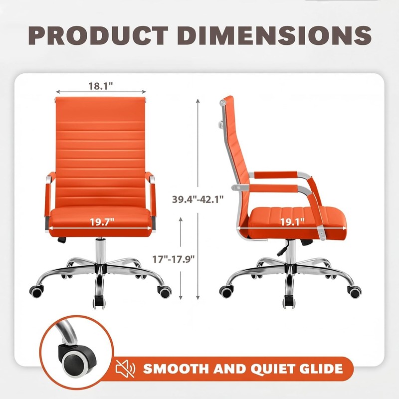 Office Ergonomic Desk Chair Executive Ribbed Mid-Back PU Leather Conference Room gallery