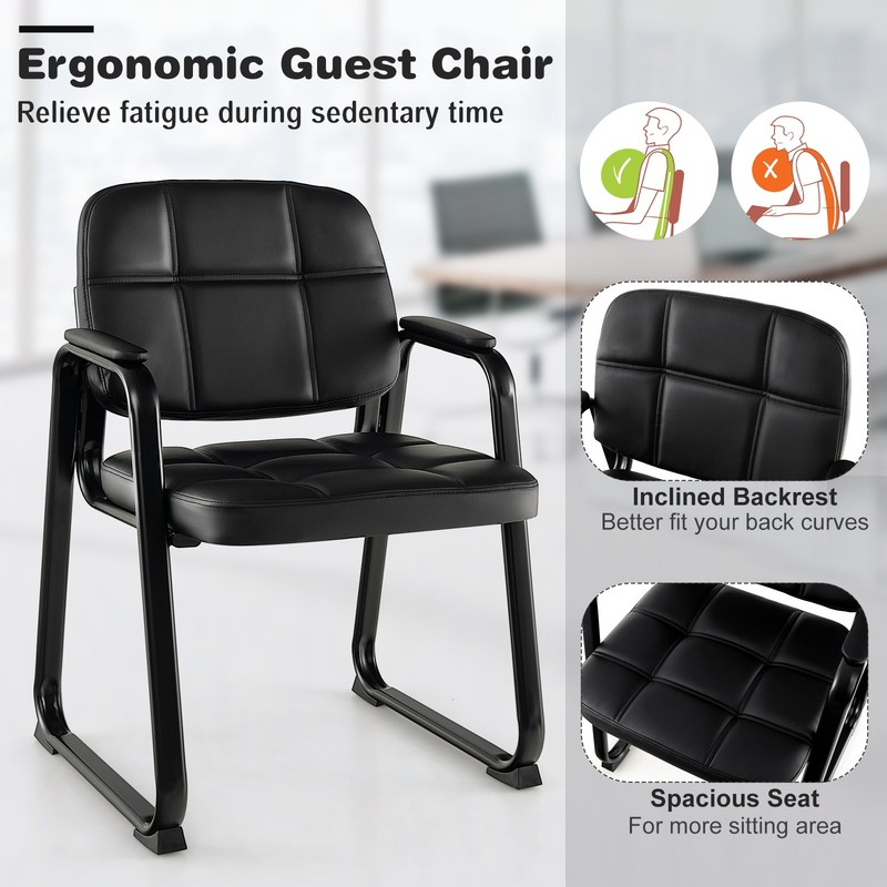 Waiting Room Chair Set of 6 Upholstered Guest Conference Chair w/ Armrest gallery
