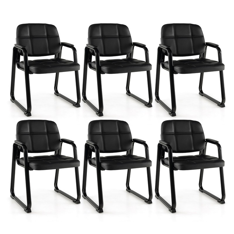 Waiting Room Chair Set of 6 Upholstered Guest Conference Chair w/ Armrest