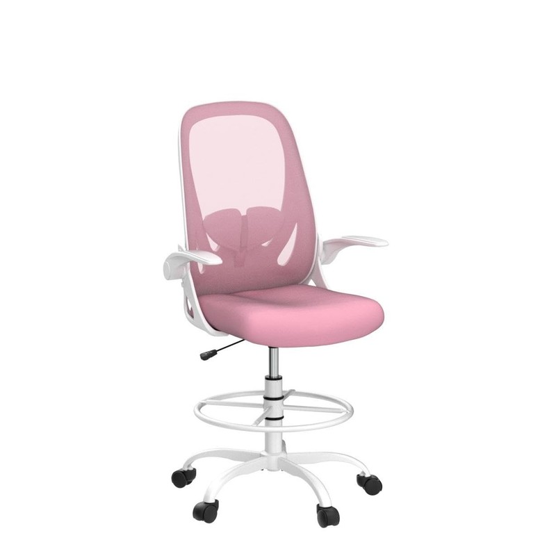 Primy Drafting Chair Tall Office with Flip-up Armrests 934-Z, Pink gallery