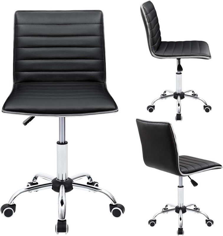 Mid Back Task Chair, Low Back Leather Swivel Office Chair, Vanity Chair gallery