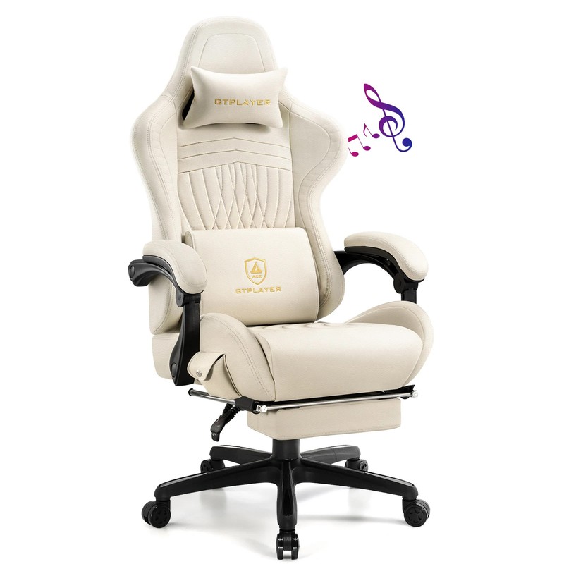 Gaming Chair Ergonomic Armchair Desk PC Footrest Loud Music Speaker Bluetooth US