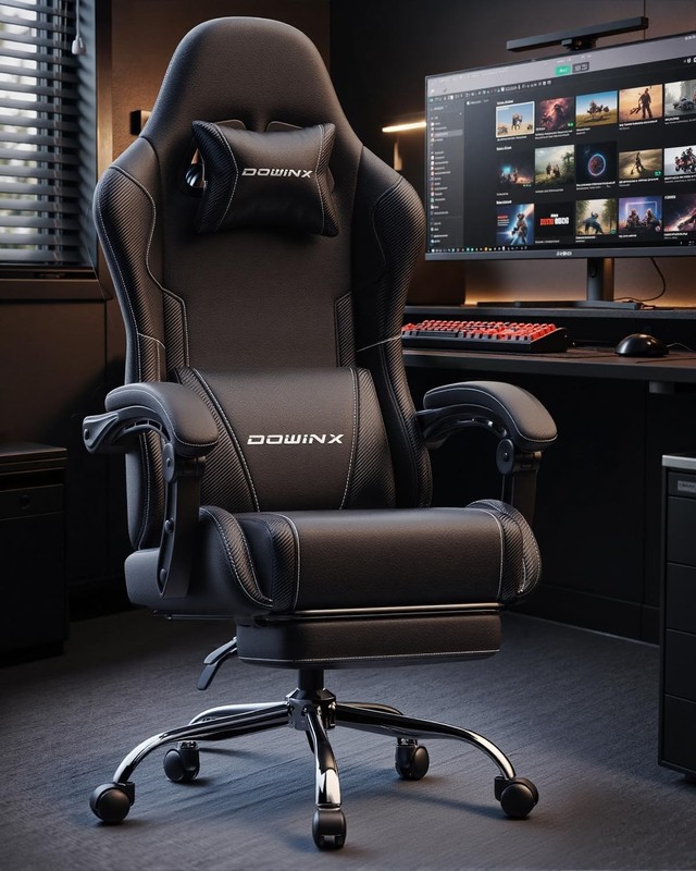 Ergonomic Gaming Chair W/ Footrest & Massage Lumbar 2D-Linkage Armrests Computer gallery