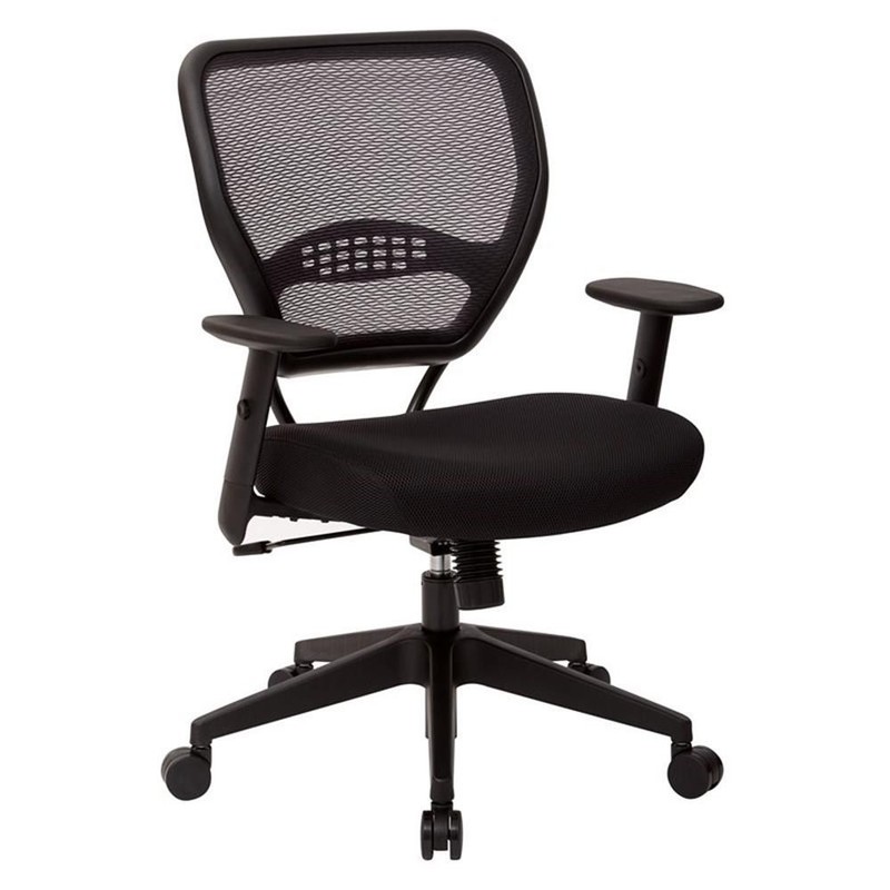 Home Square 2 Piece AirGrid Back Managers Chair with Fabric Seat Set in Black gallery