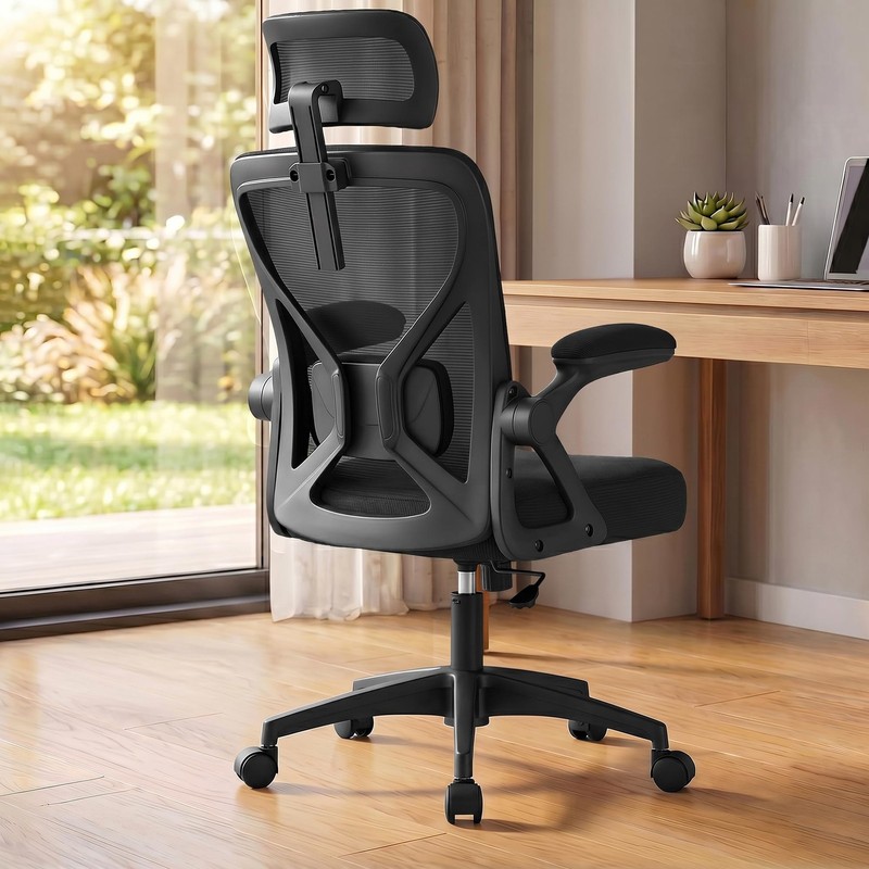 Ergonomic Mesh Office Chair with Adjustable Lumbar Support and Headrest, 90-1…