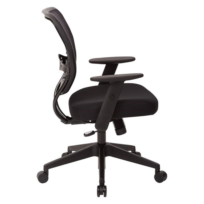 Home Square 2 Piece AirGrid Back Managers Chair with Fabric Seat Set in Black gallery