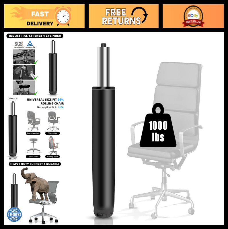 Heavy-Duty Office Chair Cylinder Replacement – Class 4 Hydraulic Piston, Univers
