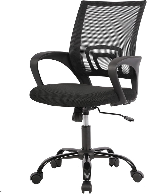 Paylesshere Ergonomic Mid-Back Task Chair w/ Lumbar Support Black