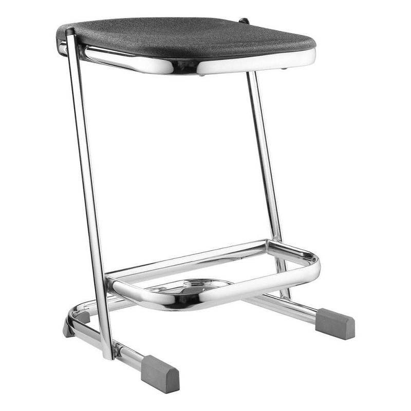 NATIONAL PUBLIC SEATING 6622 Square Stool,Sled-Base Legs,Chrome,22″H 6XJZ7
