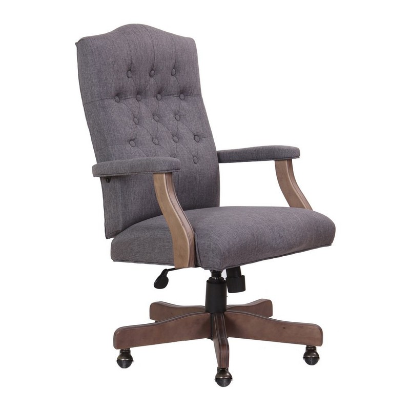 BOSS Executive Slate Grey Commercial Grade Linen Chair W/ Driftwood Finish Frame