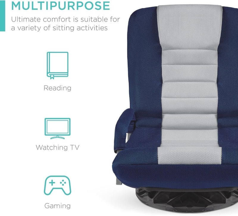360 Degree Multipurpose Floor Chair Folding Swivel Gaming Chair Armrest Handles gallery