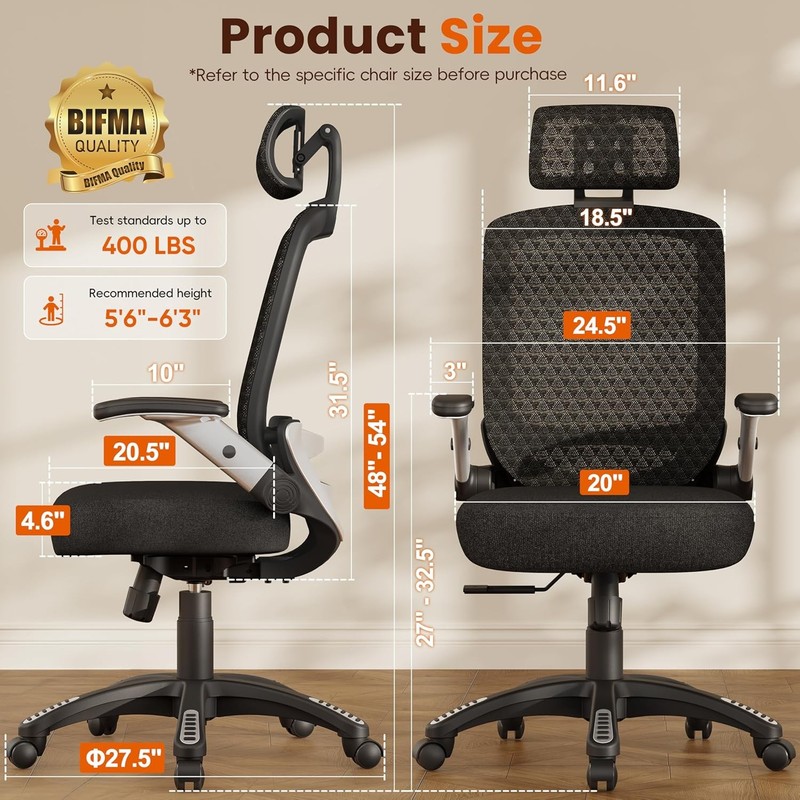 GABRYLLY Ergonomic High Back Office Chair Mesh Midnight gallery