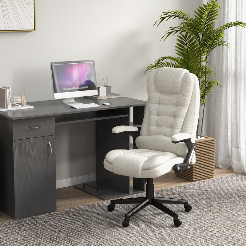 6 Point Vibrating Massage Office Desk Chair Executive with Heat Linen High Back gallery