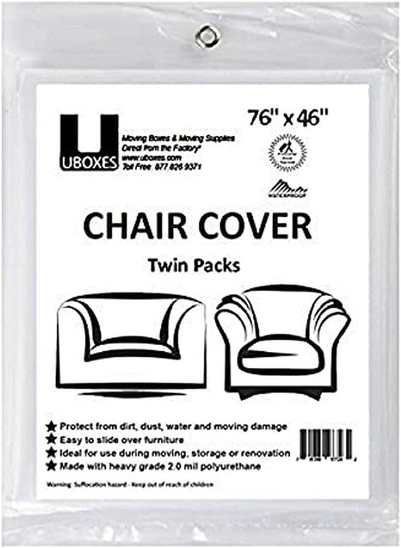 (72×46) Chair Covers 2 MIL Polyethylene Protect Dust Dirt Spills Clear, Set of 2