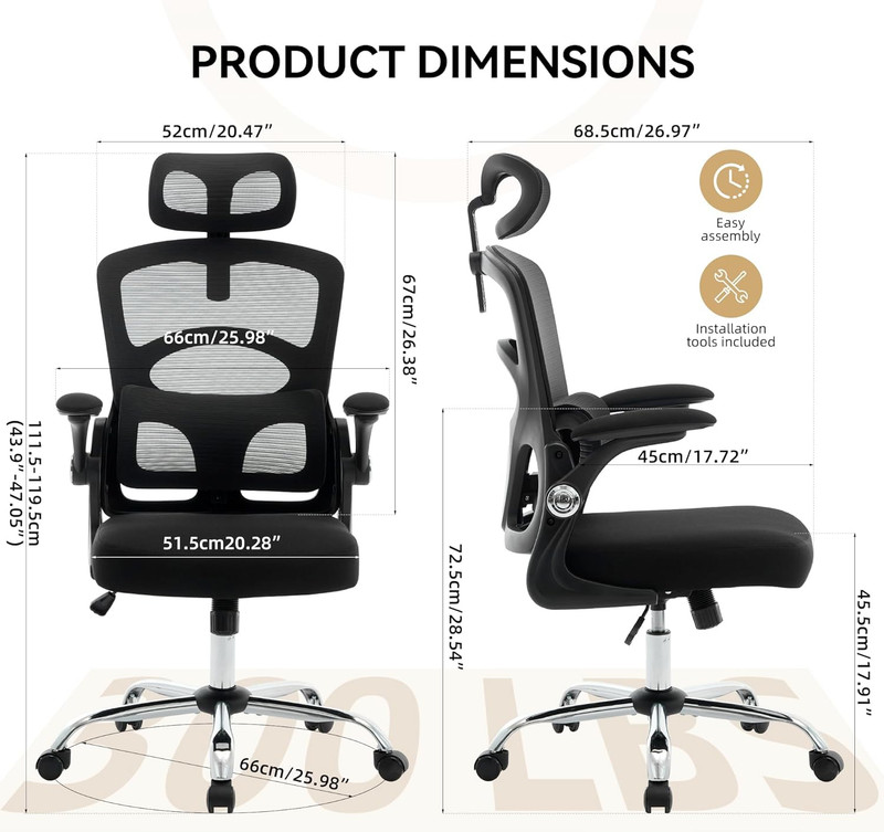 Ergonomic High-Back Mesh Office Chair with Adjustable Headrest and Wheels gallery