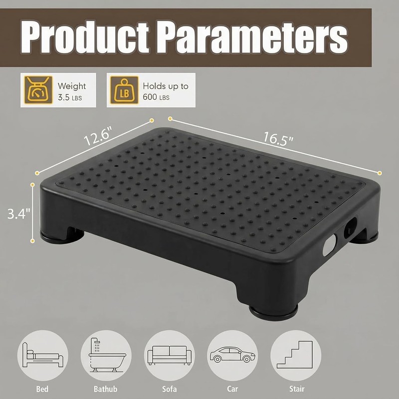 CHIKILLA Step Stool for Elderly & Adults, 600LBS 3.4 Inch High, A2: Black gallery