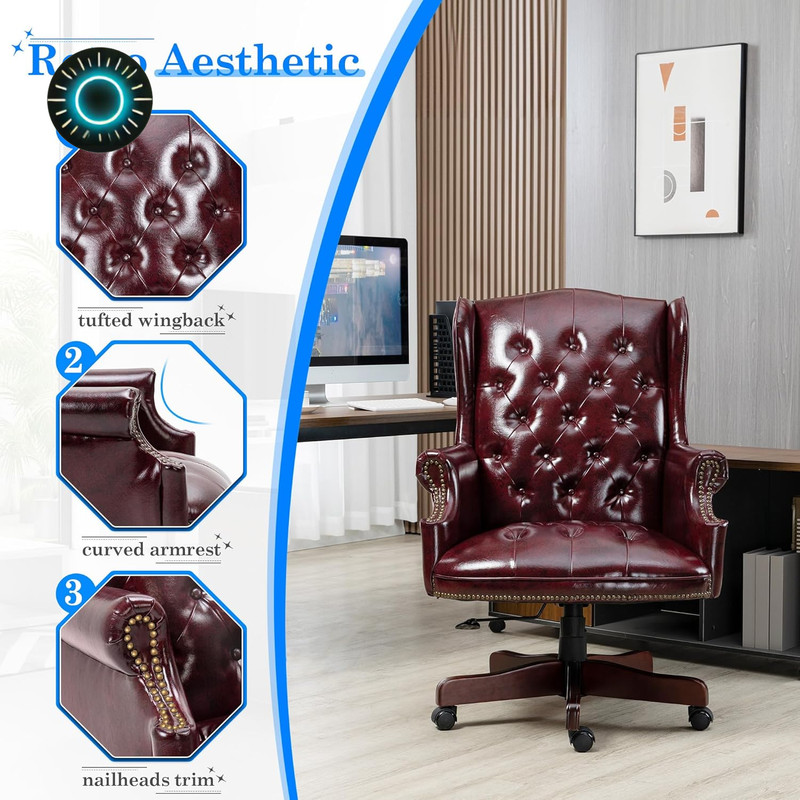 Boss Office Traditional High Back Faux Leather Tufted Executive Chair in Oxblood gallery