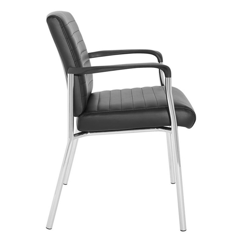 Scranton & Co Black Faux Leather Guest Chair with Chrome Frame gallery