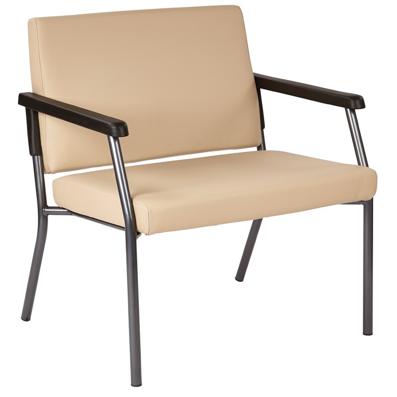 Healthcare Guest Chair with Antimicrobial Vinyl, Buff