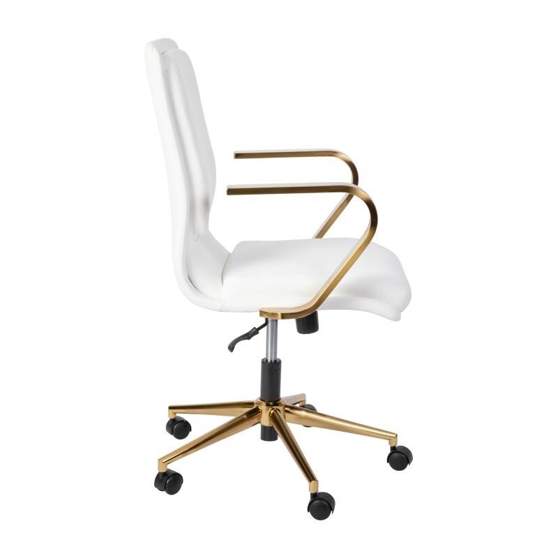 Mid-Back Designer Executive LeatherSoft Office Armchair with Brushed Gold Base gallery