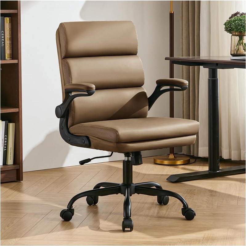 Office Chair Adjustable Desk Chair Mid Back Executive Comfortable Bonded Leather gallery