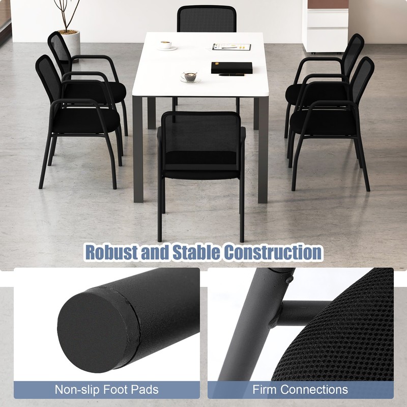 Meeting Room Chair Set of 4 Waiting Room Chairs w/ Ergonomic Backrest & Armrests gallery